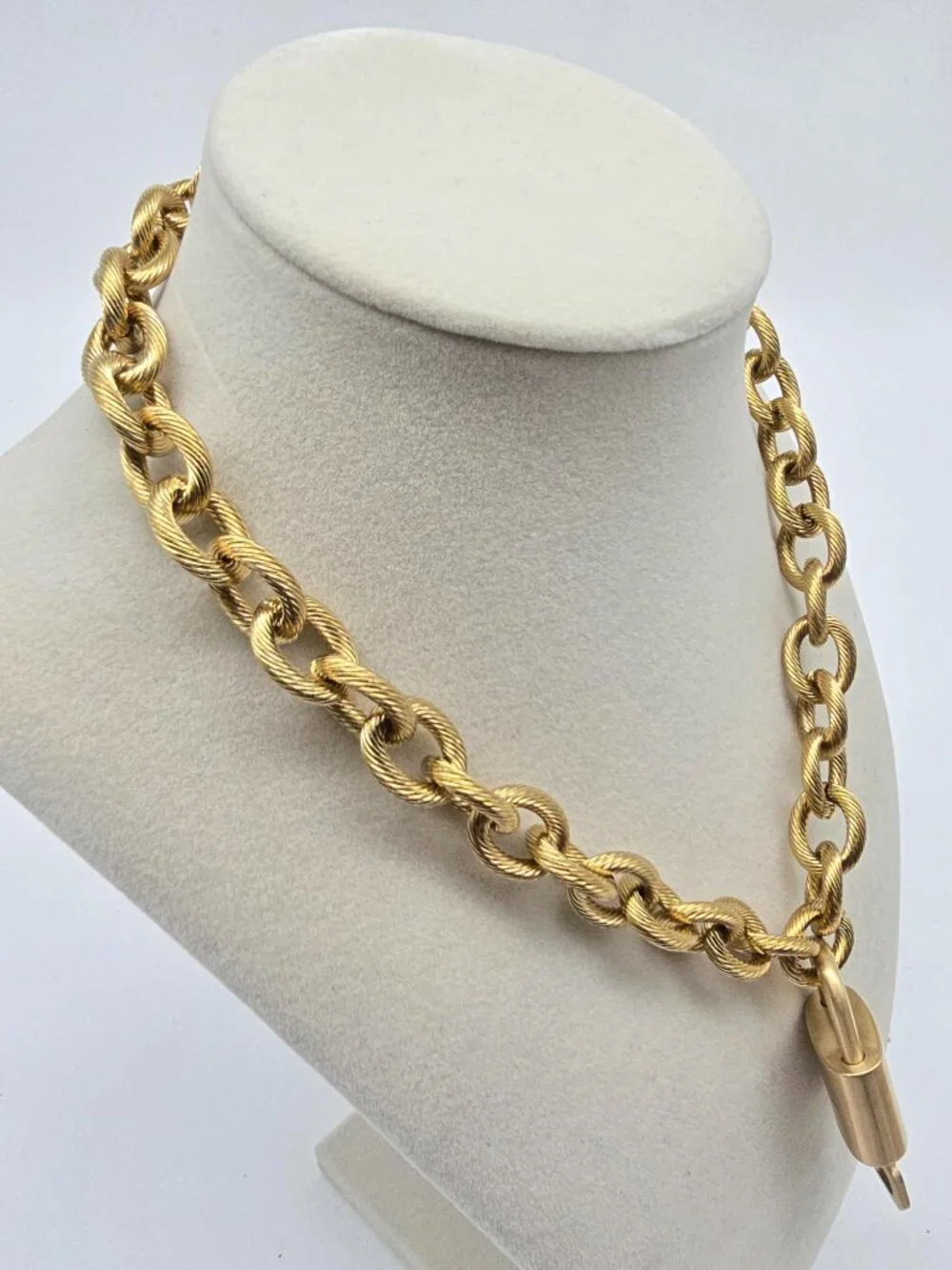 ✨ Stainless Steel Gold-Plated Necklace with Authentic Louis Vuitton Padlock ✨